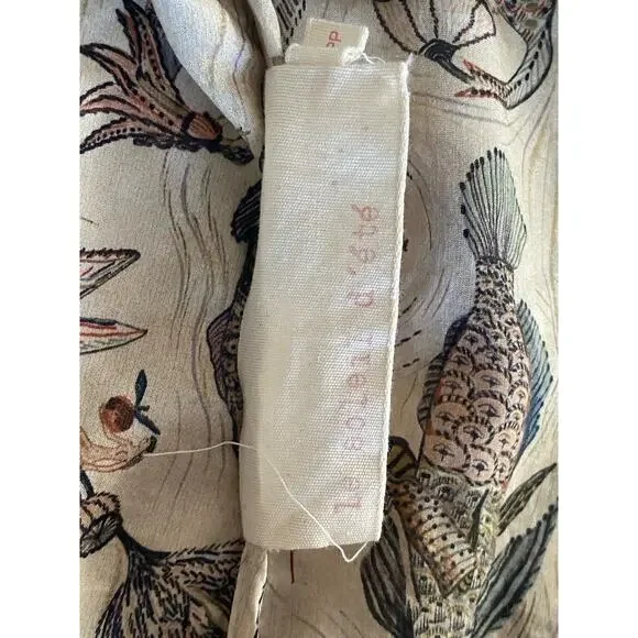 Le Soleil d Ete Magic Fish Silk Blouse Leaf Print Size PP XS S
